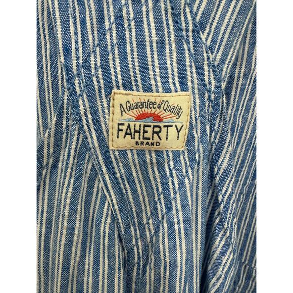 Faherty Linen Mechanic Overall Jumper in Railroad Stripe Size Small - Picture 7 of 14